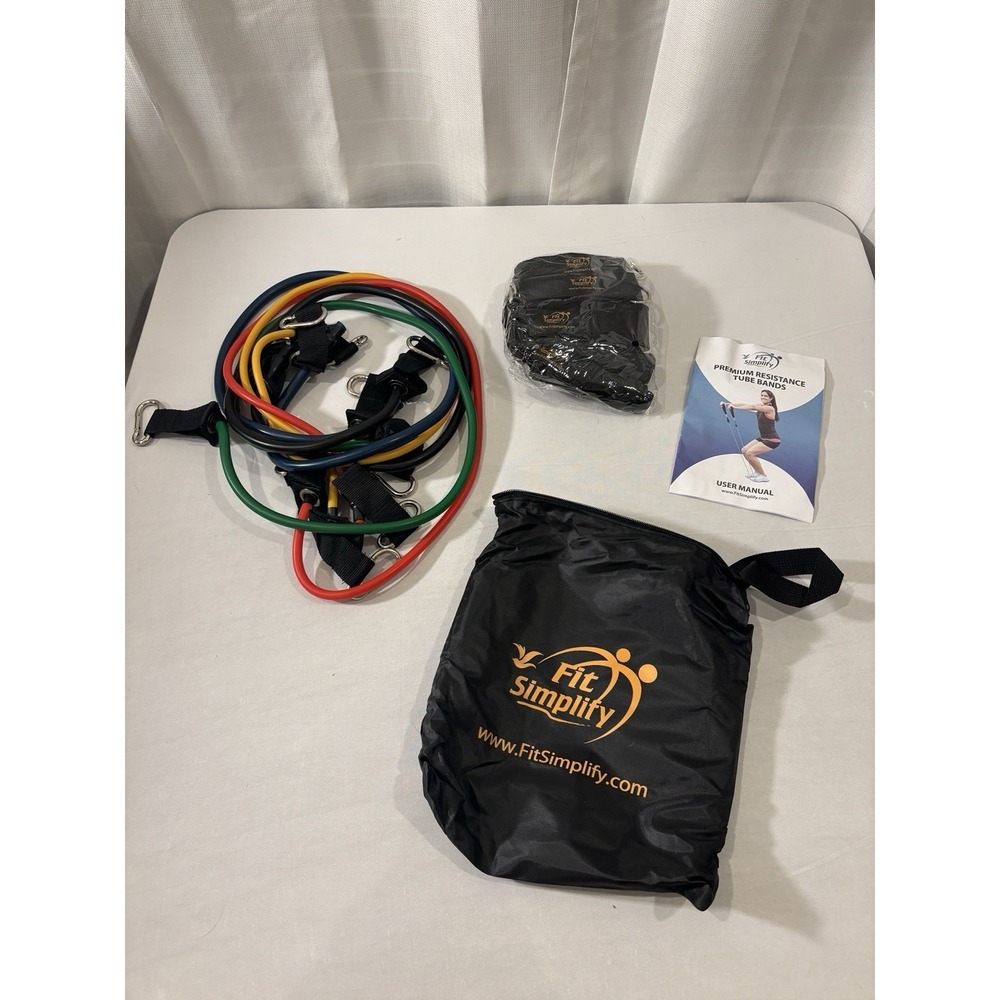 NEW Fit Simplify Resistance Tube Bands 12 Piece Set with Instruction Booklet